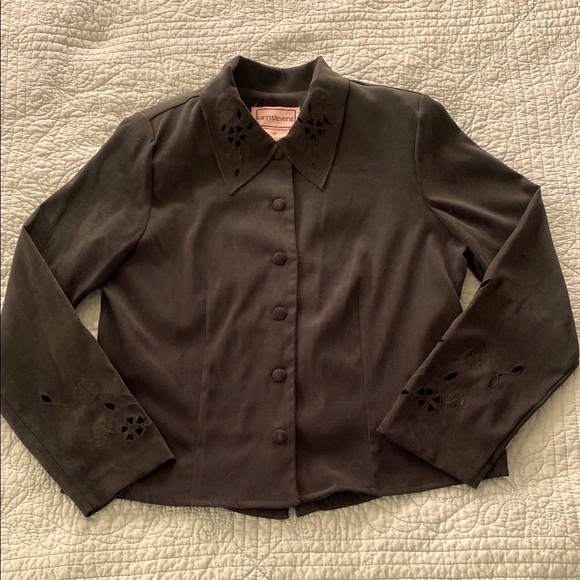 Vintage Karin Stevens Forest Green Jacket with Floral Cutouts - Picture 1 of 4